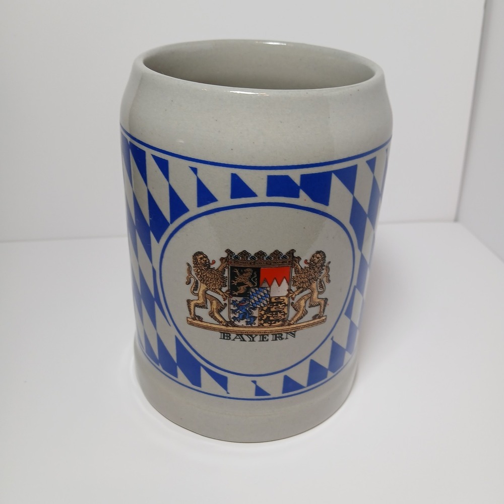 Vintage Bayern Coat of Arms Stoneware Beer Mug Stein Germany - 0.5L